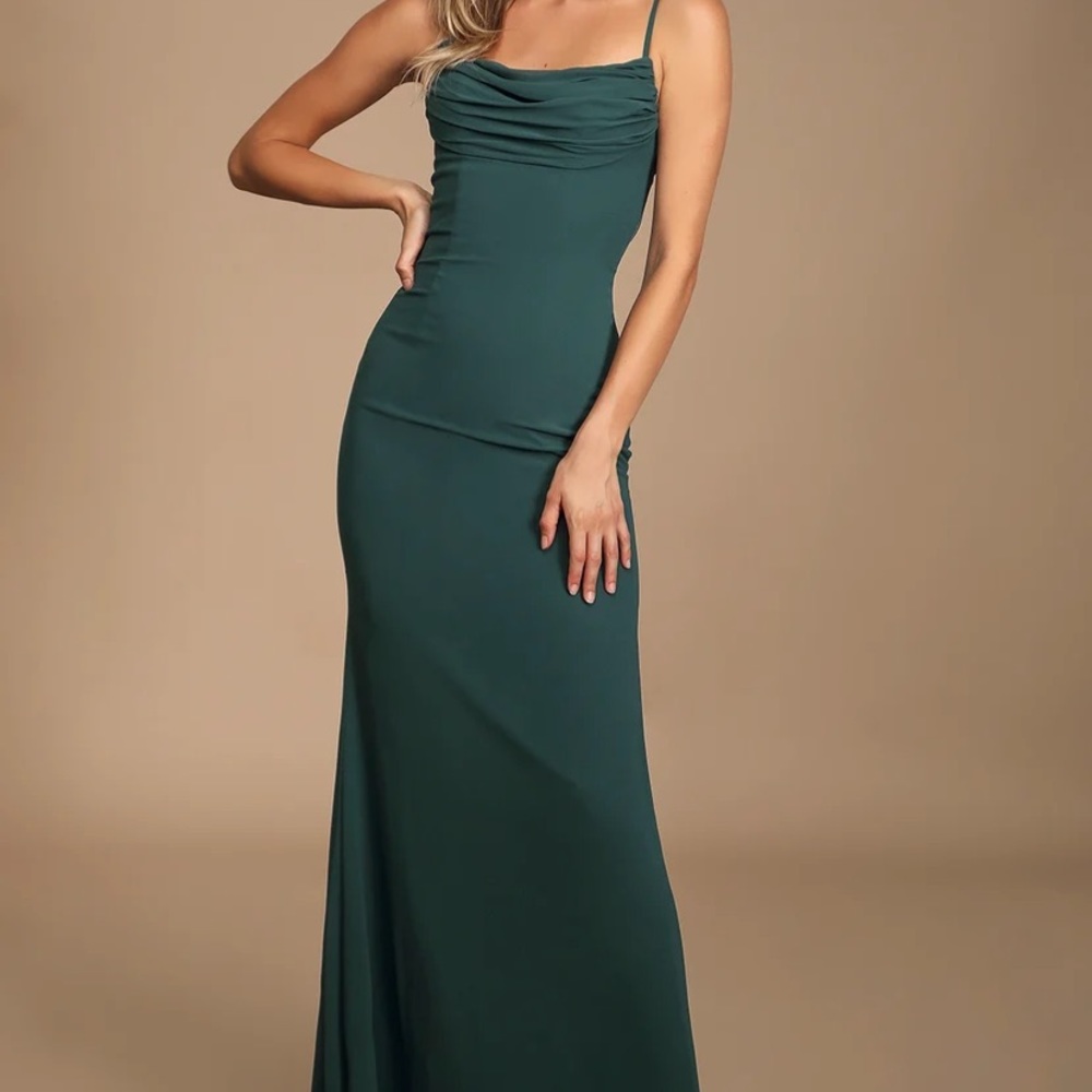 Lulu’s green cowl neck maxi dress